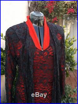 Norma Kamali VTG black lace dress M L wear it over a catsuit leggings or a slip