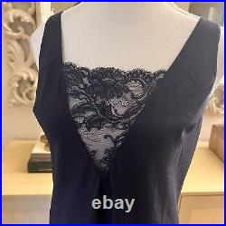 OLGA Vintage Navy Lace Trim Slip Midi Dress Size 34