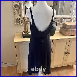 OLGA Vintage Navy Lace Trim Slip Midi Dress Size 34