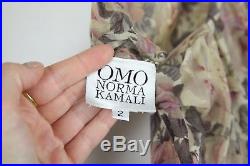 OMO Norma Kamali Vintage 90s 100% silk Slip Dress Pink Floral 2 XS Babydoll