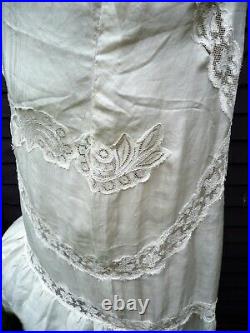 ORIGINAL 1920s BRIDAL Ivory Silk FLAPPER Dress Slip with Panties LINGERIE, UK 8/10
