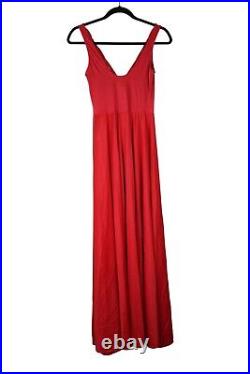 Olga Bodysilk women's vintage red lace full sweep negligee slip dress M