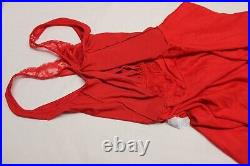 Olga Bodysilk women's vintage red lace full sweep negligee slip dress M