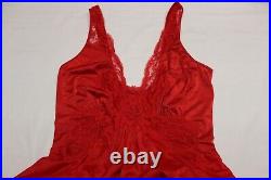 Olga Bodysilk women's vintage red lace full sweep negligee slip dress M