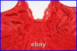 Olga Bodysilk women's vintage red lace full sweep negligee slip dress M