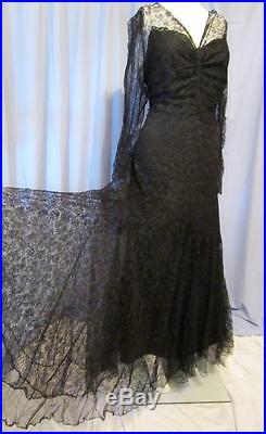 Original Antique Edwardian Full Lace Dress over Silk Slip STUNNING! Wearable