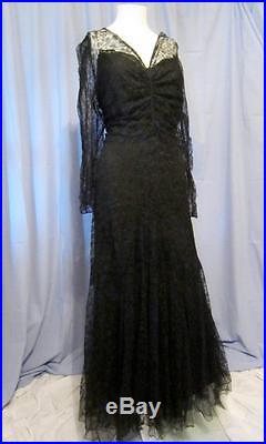 Original Antique Edwardian Full Lace Dress over Silk Slip STUNNING! Wearable