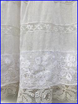 Original Lace Edwardian 1900's Vintage Dress 100% Cotton S 8 Slip Wedding