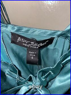 Original Vintage 90s Betsey Johnson Satin Midi Mint Green Slip Dress With Tags 6