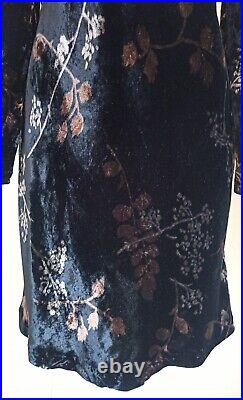Oscar By Oscar De La Renta Vintage Black Velvet Leafy Print Dress Size 4
