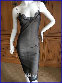 Oscar de la Renta Sheer Embellished Vintage Tiered Ruffle Evening Dress w Slip