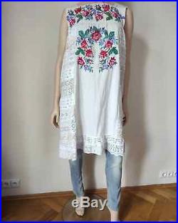 PMagnolia Pearl style Hand Embroidered Upcycled Slip S M L Boho Shabby Dress