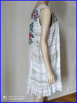 PMagnolia Pearl style Hand Embroidered Upcycled Slip S M L Boho Shabby Dress