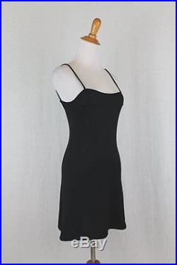 PRADA 90's Vintage Black Spaghetti Strap Silk Jersey Slip Dress 2 38