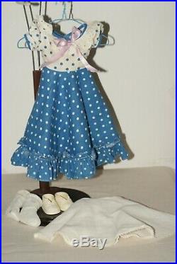PRETTY! Vintage Arranbee Blue Polka Dot Square Dance Dress, Slip Shoes, Socks Fo