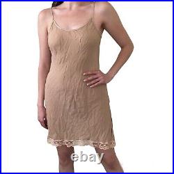 Patricia Fieldwalker Nude Silk Lingerie Vintage Slip Dress Lace Midi