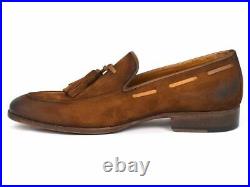 Paul Parkman Men's Tassel Loafer Slip On Suede Shoes Brown Antique TAB32FG