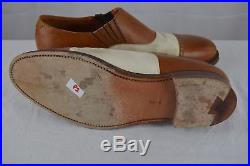 Polo Ralph Lauren bench made vintage brown white cap toe mens slip on dress shoe