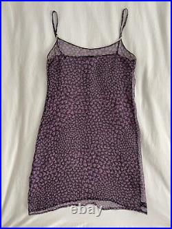 Prada Vintage Runway Spring 2000 Black Pink Heart Print Silk Sheer Slip Dress XS