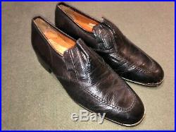 Quality Vintage Mens black leather slip on shoes size 8