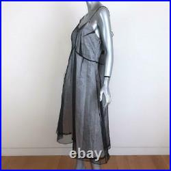 Quetsche Sheer Overlay Slip Dress Black/White Size 40 Sleeveless Midi