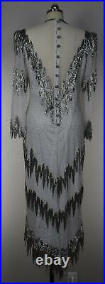 RARE 80s Or 90s CARLOTA ALFARO Mesh White Beaded Gown Dress 12 Mint Vintage