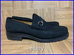 RARE GUCCI Horsebit Slip On Loafer Black Suede Size 11 Vintage Made in Italy