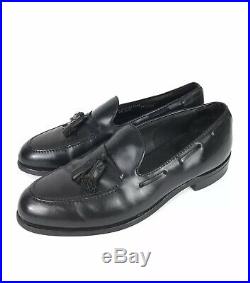 RARE Hanover Shell Cordovan 9.5 D Black Tassel Loafer Shoes Mens Vintage Slip On
