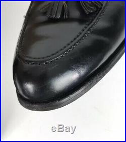 RARE Hanover Shell Cordovan 9.5 D Black Tassel Loafer Shoes Mens Vintage Slip On