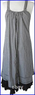 RARE Krista Larson Black & White Checked/Plaid Cotton Amish Slip Vintage Style