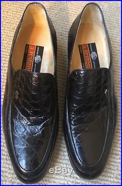 RARE NEW 1993 MEN'S VINTAGE A. TESTONI Crocodile SLIP ON dress shoes 7 $1,300