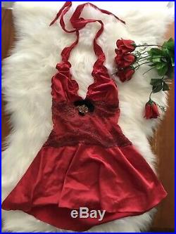 RARE OLD Marilyn Edition Red Chemise Dress Honey Birdette $4 EXPRESS Vintage Hot