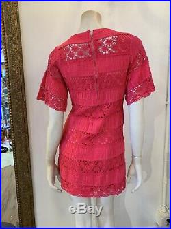 RARE Taxco Mexico Vintage Dress Sz 4 With Original Slip Pink Red Raspberry Color
