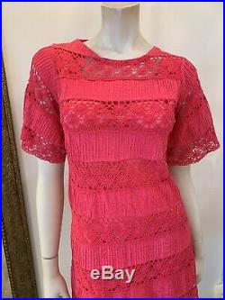 RARE Taxco Mexico Vintage Dress Sz 4 With Original Slip Pink Red Raspberry Color