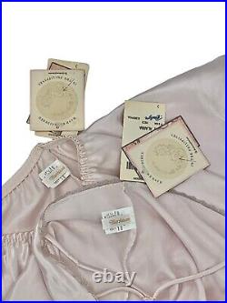 RARE VTG Barbizon DAYWEAR Alanna Hand Embroidered Pink Slip Skirt Cami Top Set