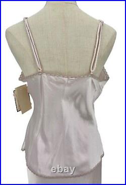 RARE VTG Barbizon DAYWEAR Alanna Hand Embroidered Pink Slip Skirt Cami Top Set