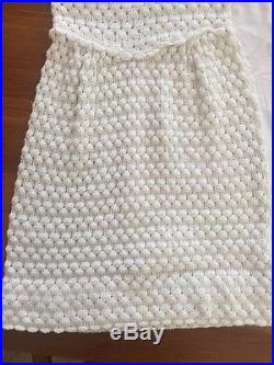 RARE Vintage 60s MARTHA HILL Design WHITE DRESS Acrylic Knit + Slip LEICESTER UK