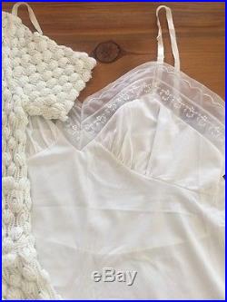 RARE Vintage 60s MARTHA HILL Design WHITE DRESS Acrylic Knit + Slip LEICESTER UK