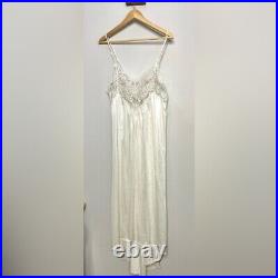 RARE Vintage 90s Victoria's Secret Lace Satin Maxi NightGown Slip Dress L Ivory