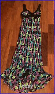 RARE Vintage 90s Y2K Betsey Johnson NEW YORK Silk Slip Dress LACE BLACK LABEL P