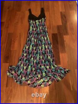 RARE Vintage 90s Y2K Betsey Johnson NEW YORK Silk Slip Dress LACE BLACK LABEL P