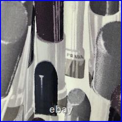 RARE Vintage PRADA SS 2000 Collectible Lipstick Printed Backless Grey Slip Dress