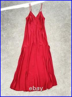 RARE Vintage VICTORIA'S SECRET Silk Slip Dress Bias Cut Red Maxi Gown Nightgown