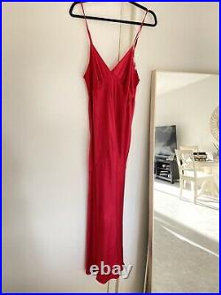 RARE Vintage VICTORIA'S SECRET Silk Slip Dress Bias Cut Red Maxi Gown Nightgown