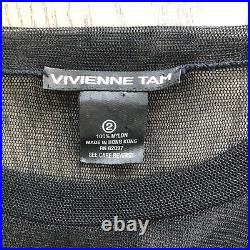RARE Vintage Vivienne Tam Mesh Maxi Dress 90's Sz 2/ M Floral Embroidered Black