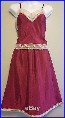 RARE Vintage Yves Saint Laurent YSL Lingerie Slip Dress Red Nightgown Size Small