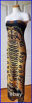 RARE Vivienne Tam Vintage Tiger Print Stretch Mesh Maxi Dress Size 1 Strapless