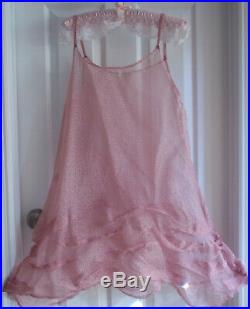 REALLY beautiful Vintage Krista Larson pink dot silk organza wavy slip dress