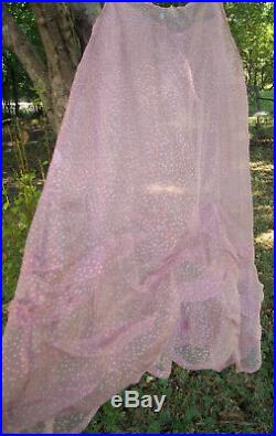 REALLY beautiful Vintage Krista Larson pink dot silk organza wavy slip dress