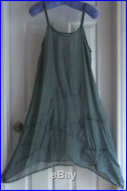 REALLY beautiful Vintage homefrocks silk organza wavy slip dress smokey gray L